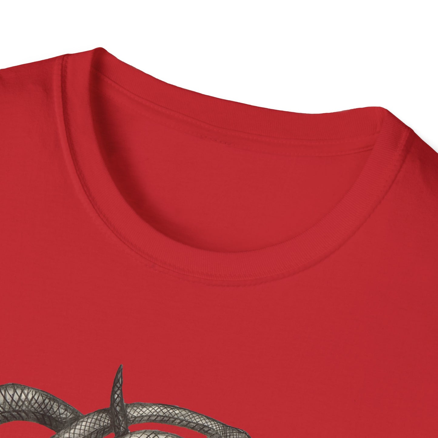 Serpent Design T-Shirt - Unisex Softstyle Apparel for Nature Lovers, Graphic Tee, Casual Wear, Gift for Her/Him, Birthday
