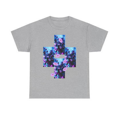 Floral Blue Cross T-Shirt — Vintage Indie Floral Graphic Tee