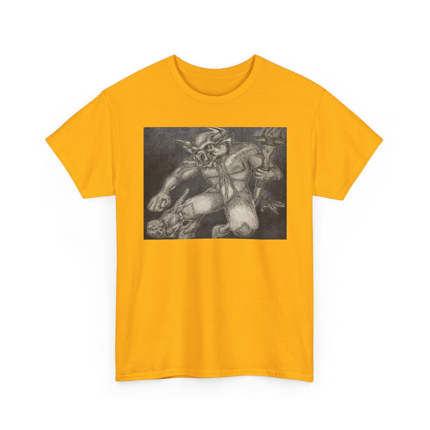 Bull Warrior With Kitten B & W design Unisex Tee