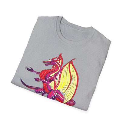 Red Dragon Graphic Unisex T-Shirt, Softstyle Tee, Unique Gift, Casual Wear, Fantasy Lover Apparel, Ideal for Conventions, Birthdays