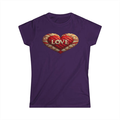 Women's Love Quilted Heart Tee — Red Quilted Heart "LOVE" Graphic Shirt