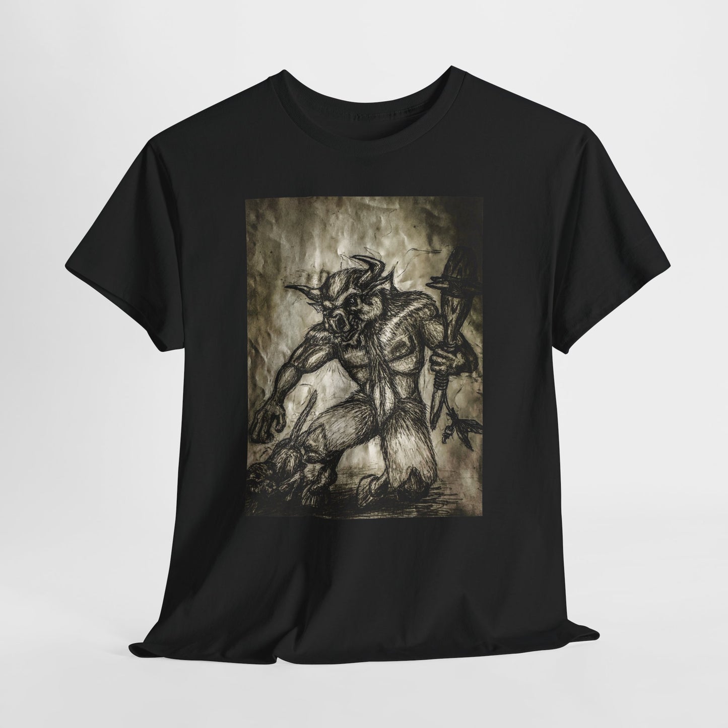 Black and White Mystical  Design Bull andCat Unisex Tee