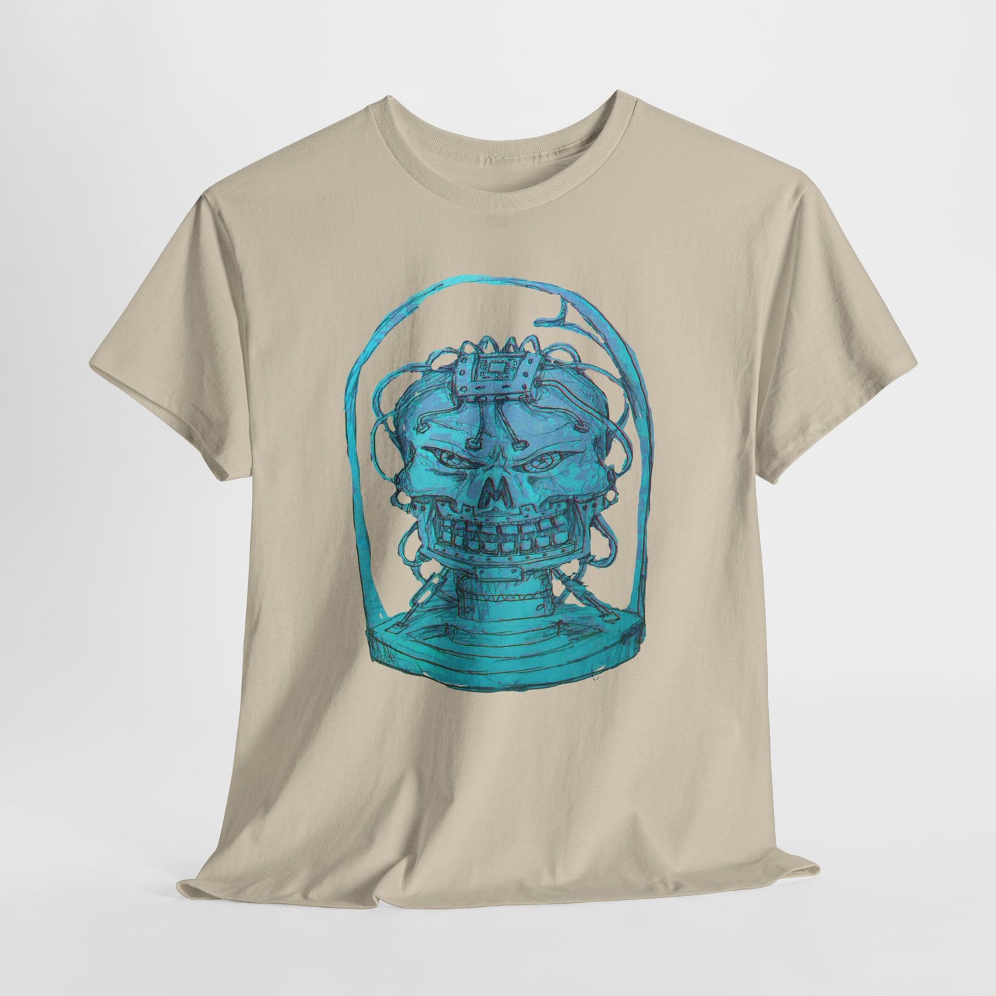 Vibrant Turquoise skull original design Unisex Heavy Cotton Tee
