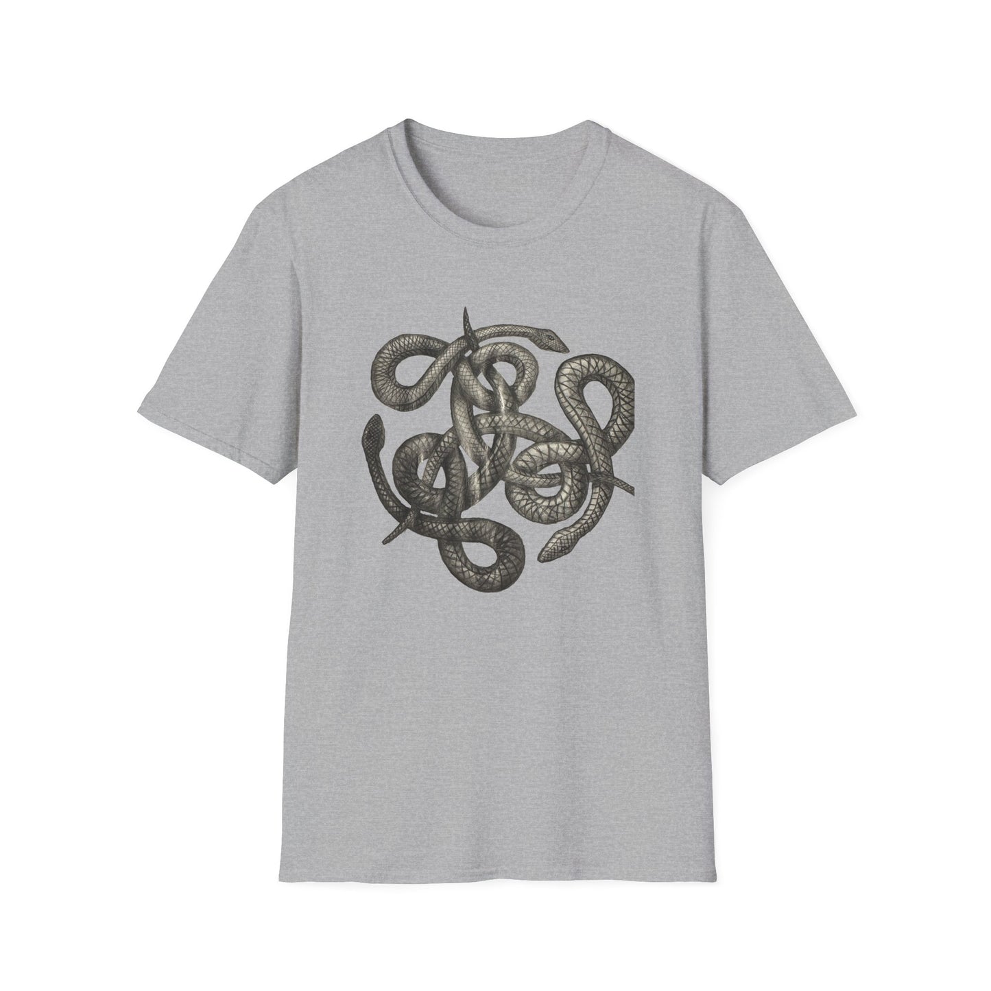 Serpent Design T-Shirt - Unisex Softstyle Apparel for Nature Lovers, Graphic Tee, Casual Wear, Gift for Her/Him, Birthday
