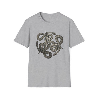 Serpent Design T-Shirt - Unisex Softstyle Apparel for Nature Lovers, Graphic Tee, Casual Wear, Gift for Her/Him, Birthday