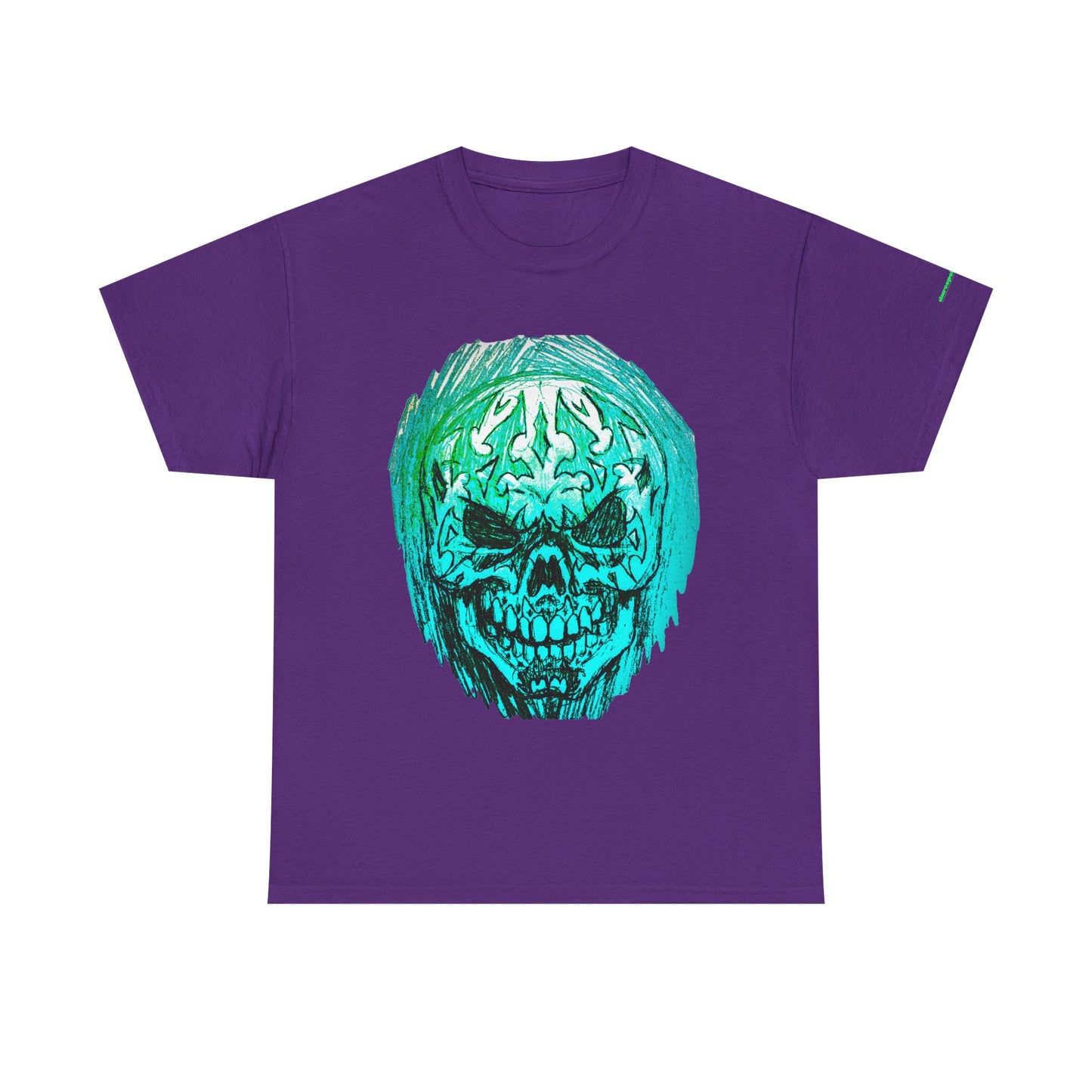 Vibrant Green Skull Graphic Tee - Unisex Heavy Cotton