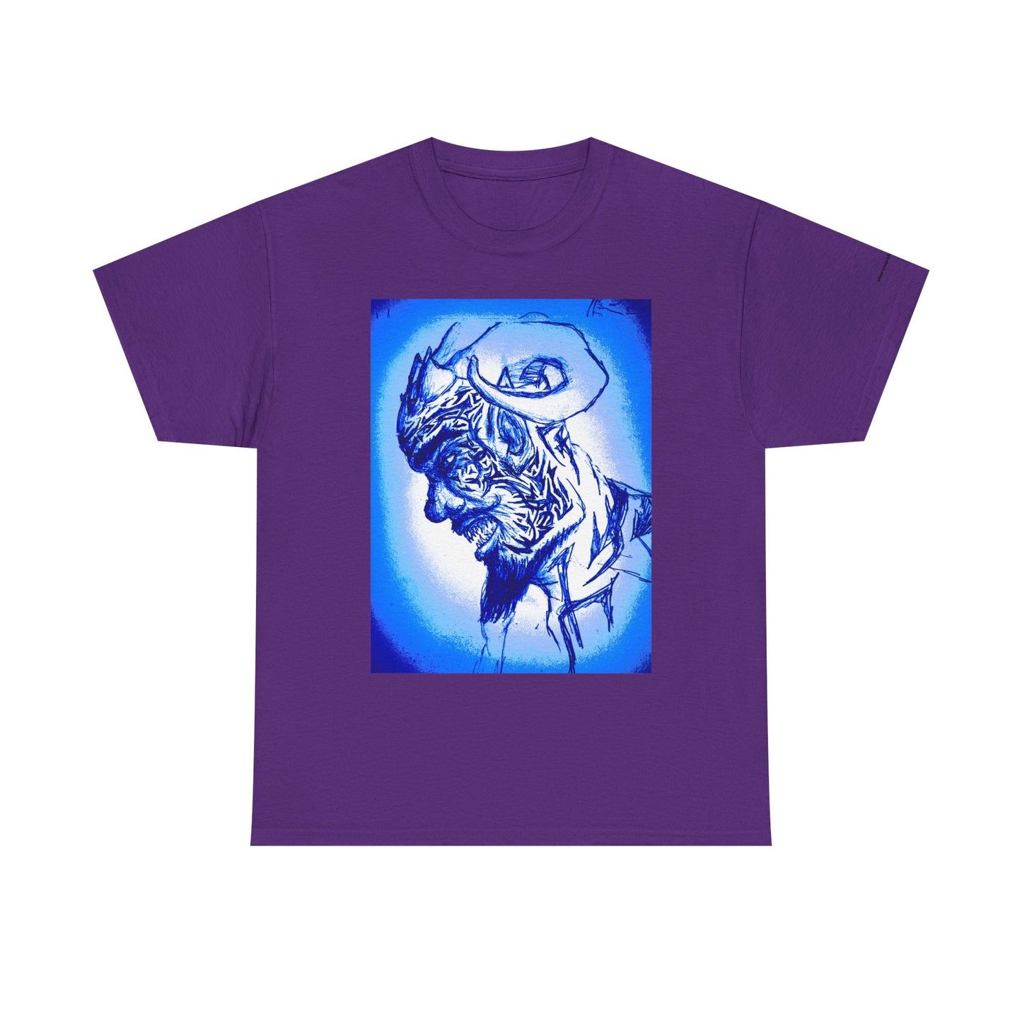 Blue Surreal Demon Horned Halo Portrait Tee
