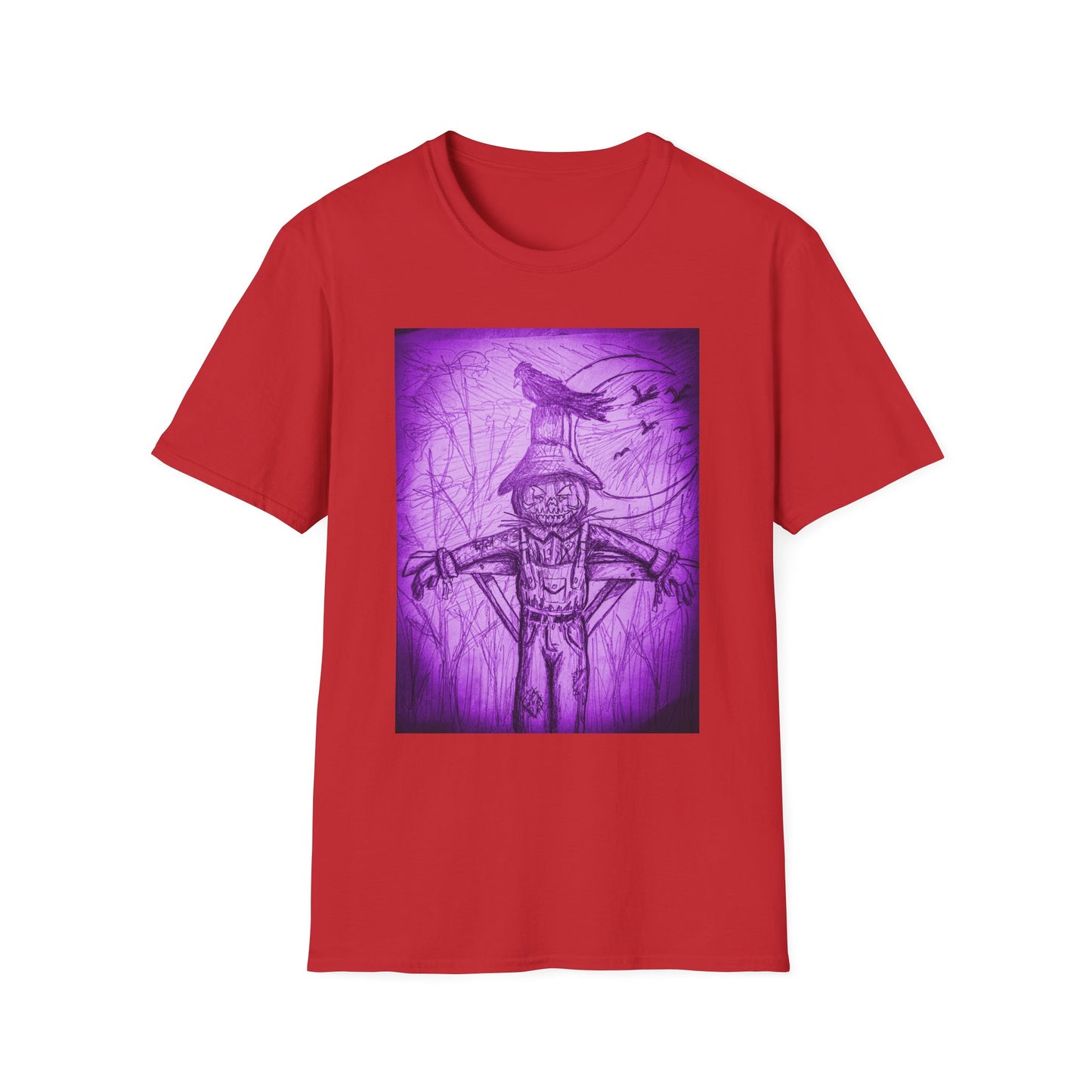 Purple Scarecrow Unisex Tee | Softstyle T-Shirt | Gothic Art, Fall Fashion, Halloween Shirt, Casual Wear, Scarecrow Design