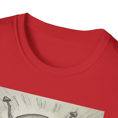 Alien Sketch B & W Unisex Softstyle T-Shirt, Casual Graphic Tee, Sci-Fi Lover Apparel, Unique Gift for UFO Enthusiasts, Everyday Wear