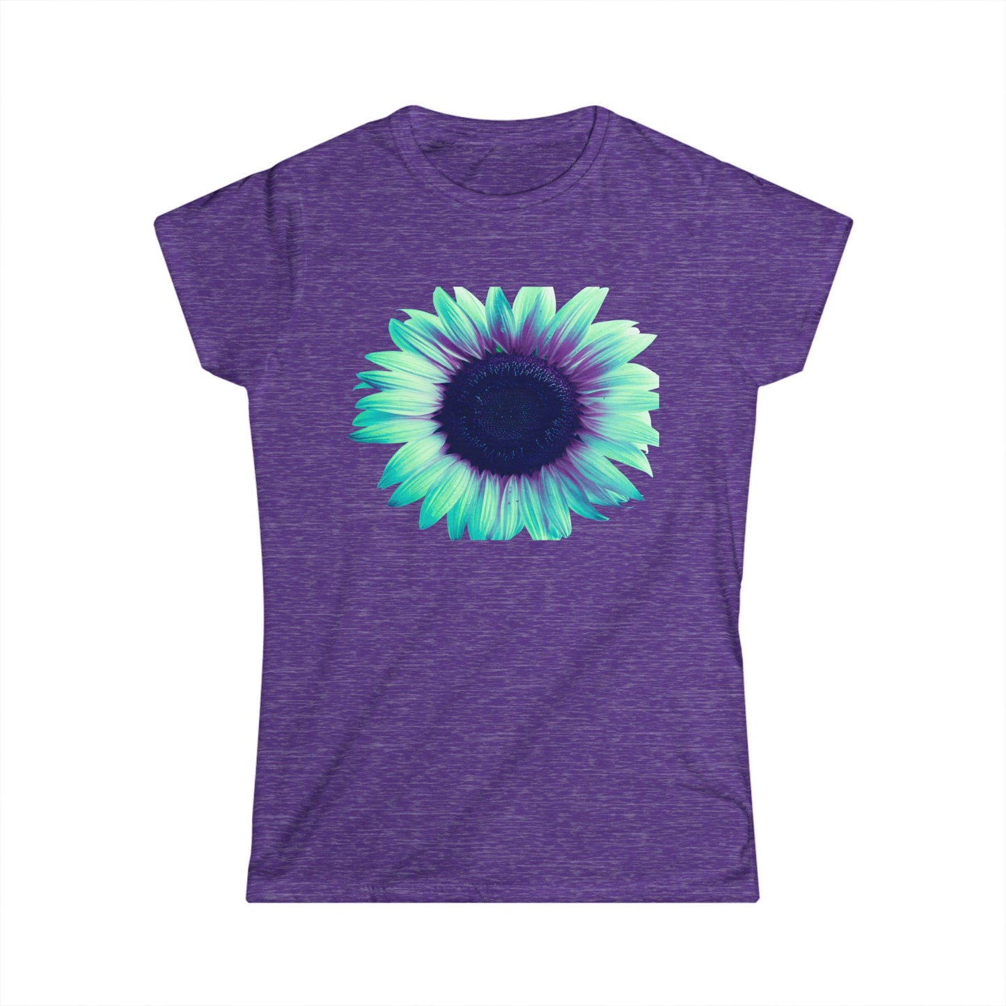 Women’s Tee — Teal & Purple Sunflower Graphic