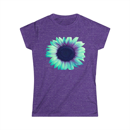 Women’s Tee — Teal & Purple Sunflower Graphic