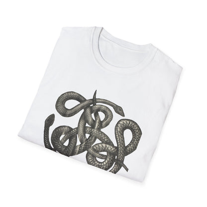Serpent Design T-Shirt - Unisex Softstyle Apparel for Nature Lovers, Graphic Tee, Casual Wear, Gift for Her/Him, Birthday