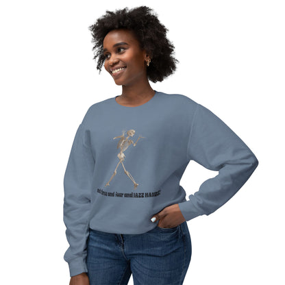 Skeleton Dance Unisex Lightweight Crewneck Sweatshirt, Halloween Sweater, Funny Gift, Casual Wear, Dance Lovers Sweatshirt, Unique Apparel
