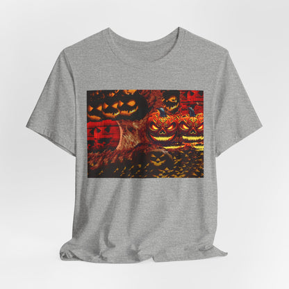 Halloween Distorted Pumpkin Graphic Tee, Unisex T-Shirt for Autumn, Spooky Season Top, Halloween Costume Idea, Men's & Women's Casual Wear