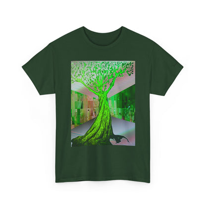 Green Neon Tree Graphic Tee – Surreal Nature Art T-Shirt