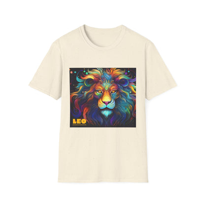 Colorful Leo Unisex Softstyle T-Shirt, Lion Graphic Tee for Animal Lovers, Astrology Shirt, Bold Art Wear, Gift for Leo Zodiac Fans