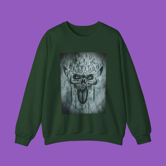 Skull Hyena Crewneck Sweatshirt - Original Hand Drawn Design