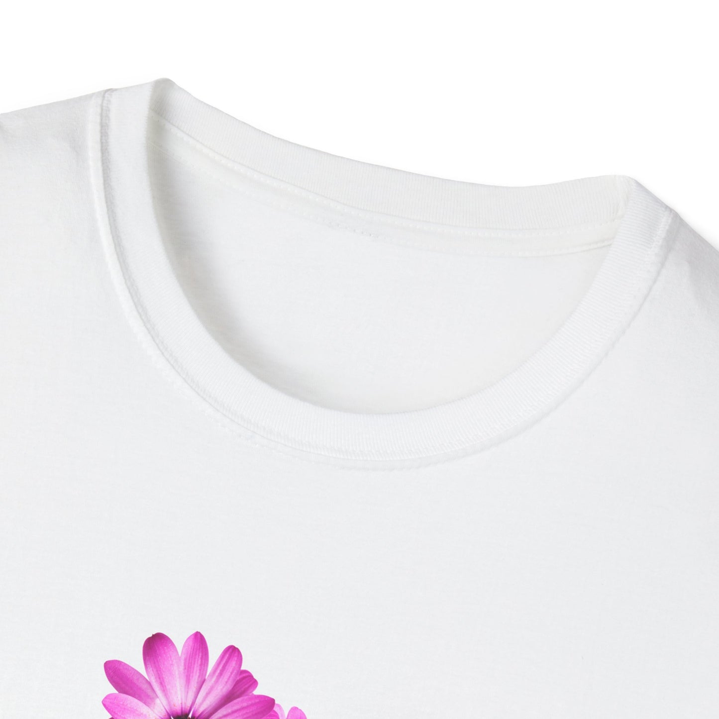 Floral Metal Futuristic Twist T‑Shirt — Pink Daisy Vine Graphic Tee