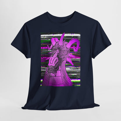 Vaporwave Dragon T-Shirt — Glitch Art Neon Purple Dragon Tee