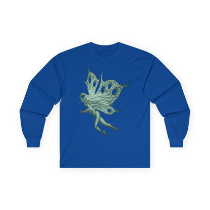 Green Fairy Wings Long Sleeve Tee — Ethereal Nature Graphic Shirt