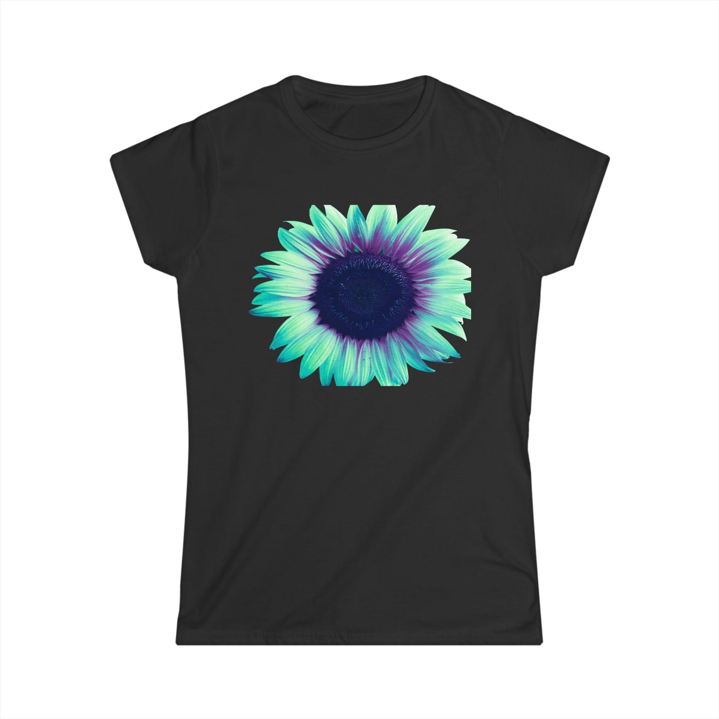 Women’s Tee — Teal & Purple Sunflower Graphic