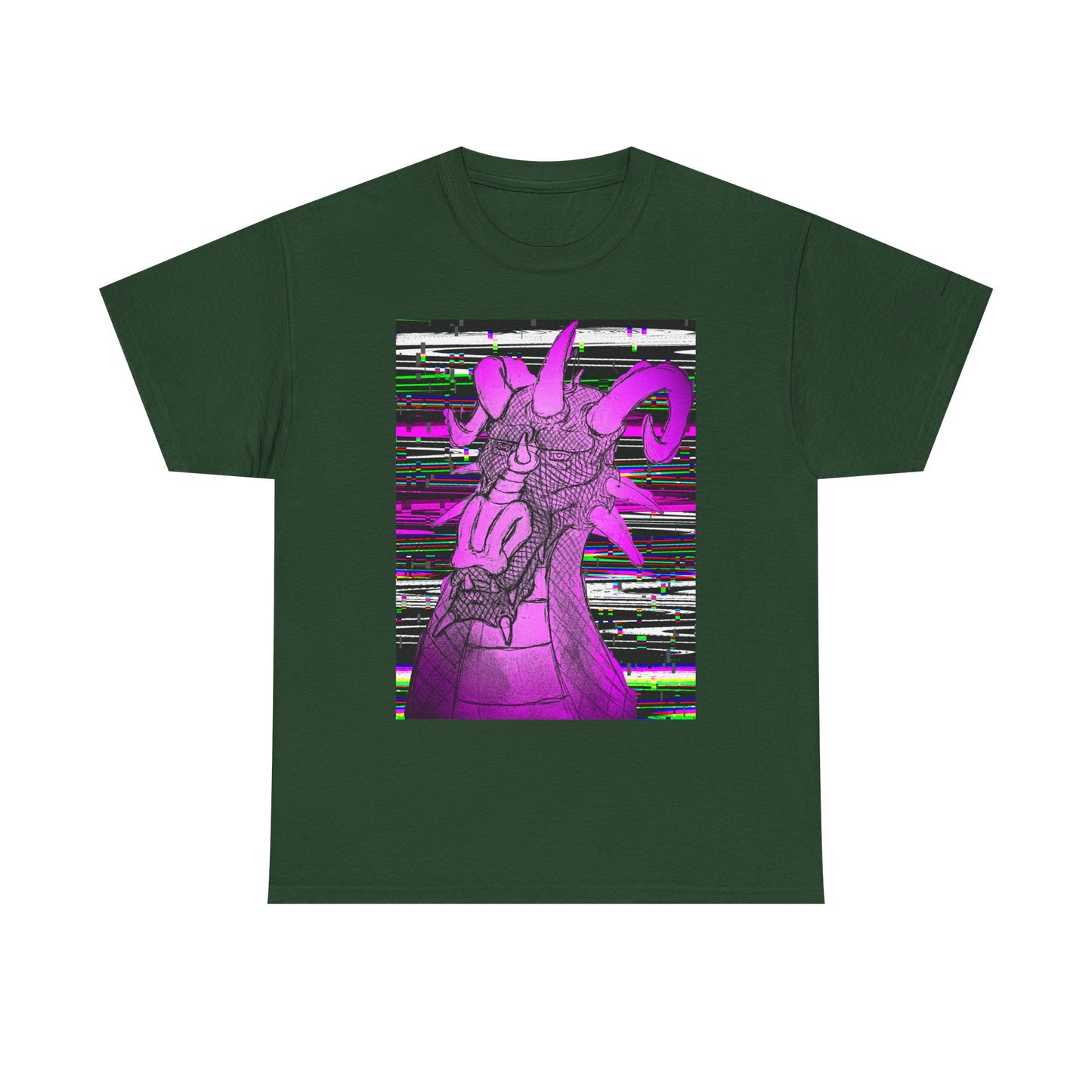 Vaporwave Dragon T-Shirt — Glitch Art Neon Purple Dragon Tee