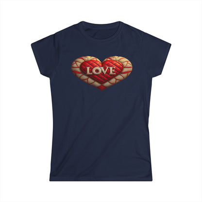 Women's Love Quilted Heart Tee — Red Quilted Heart "LOVE" Graphic Shirt