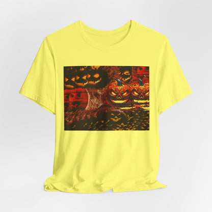 Halloween Distorted Pumpkin Graphic Tee, Unisex T-Shirt for Autumn, Spooky Season Top, Halloween Costume Idea, Men's & Women's Casual Wear