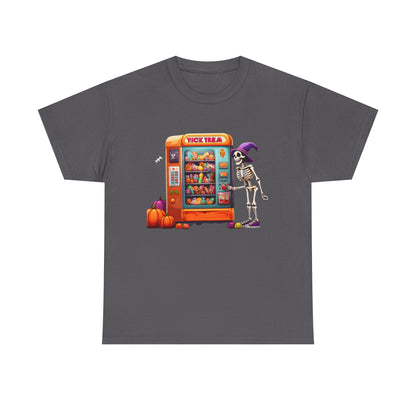 Halloween Skeleton Vending Machine Tee | Unisex Heavy Cotton T-Shirt, Spooky Shirt, Fall Fashion, Trick or Treat Top, Halloween Costume