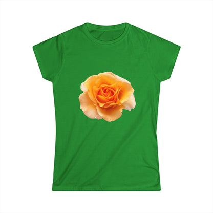 Women's Single Peach Rose Floral T-Shirt - Softstyle Tee with Delicate Yellow Rose, Perfect for Spring Outings, Mother’s Day Gift, Casual Wear, Flower [...]