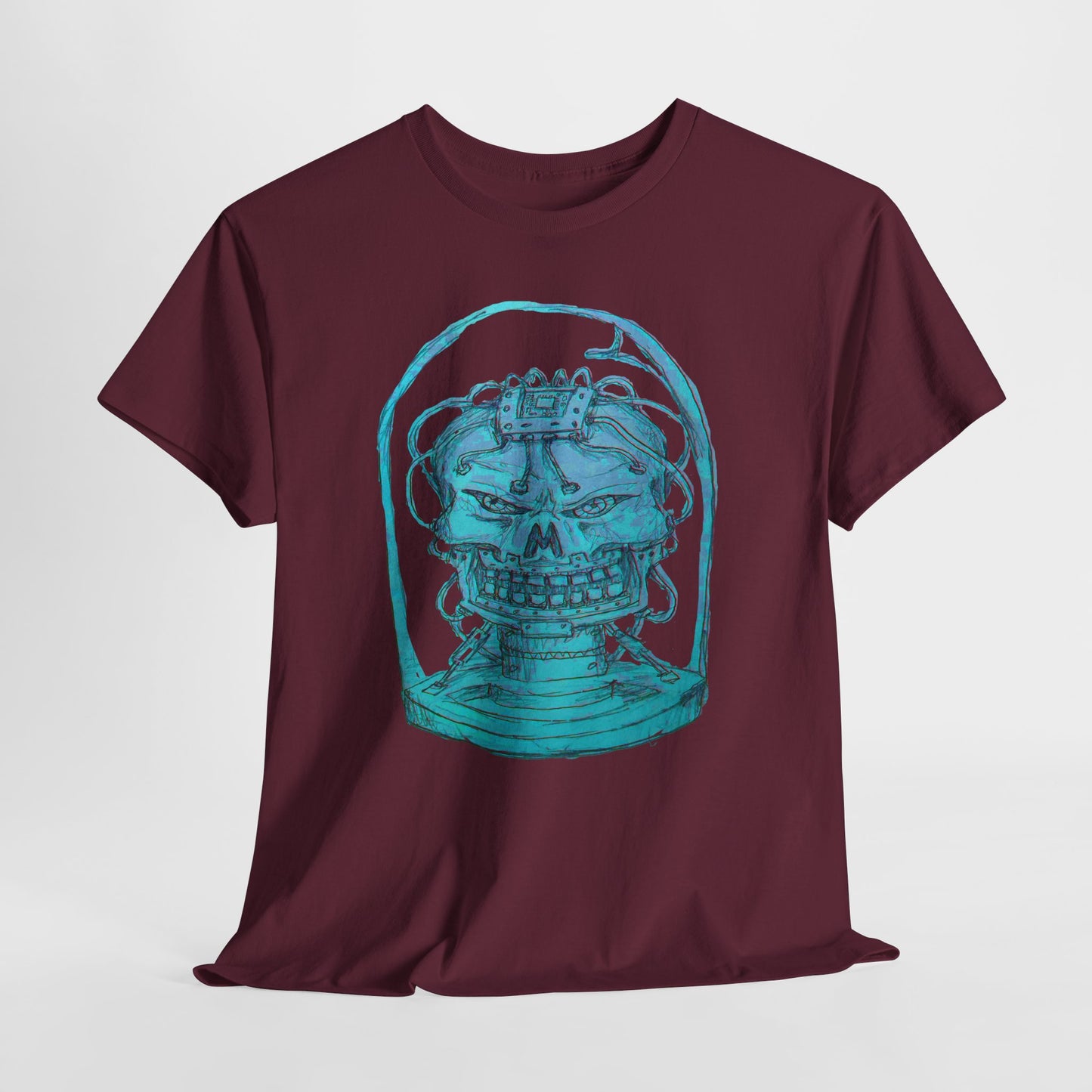 Vibrant Turquoise skull original design Unisex Heavy Cotton Tee