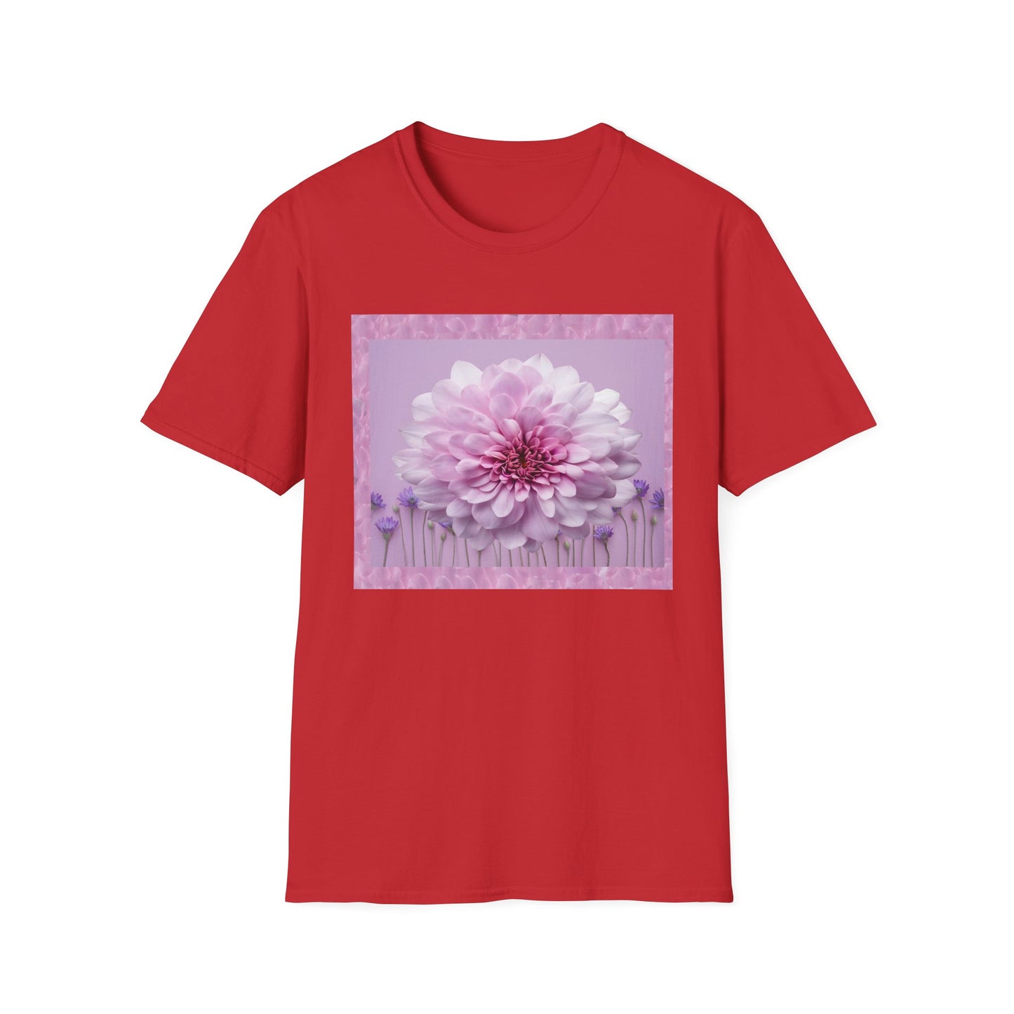 Pink Floral Art Unisex T-Shirt, Softstyle Tee, Summer Fashion, Gift for Her, Floral Shirt, Casual Wear
