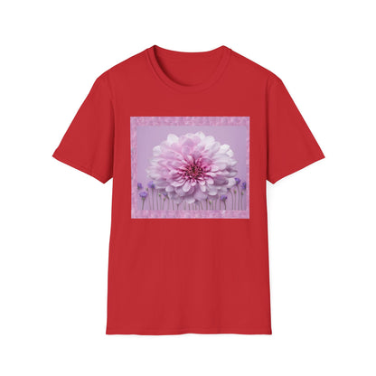 Pink Floral Art Unisex T-Shirt, Softstyle Tee, Summer Fashion, Gift for Her, Floral Shirt, Casual Wear