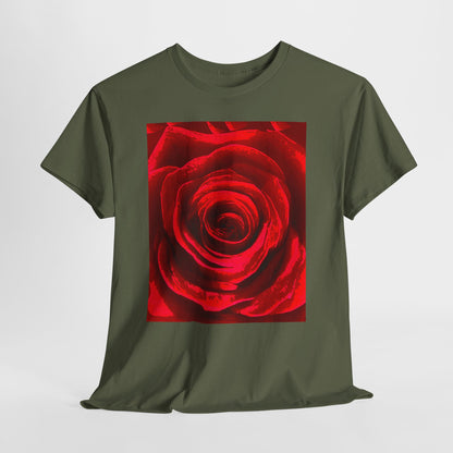 Romantic Rose Unisex Heavy Cotton Tee, Gift for Valentine's Day, Floral Shirt, Casual Wear, Love, Nature Lover Tee