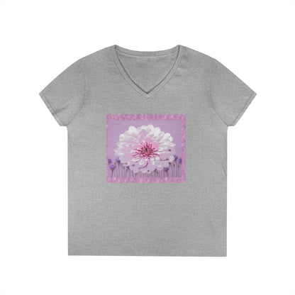 Floral V-Neck Tee — 'Sophie's Saturday' Pink Blossom Graphic