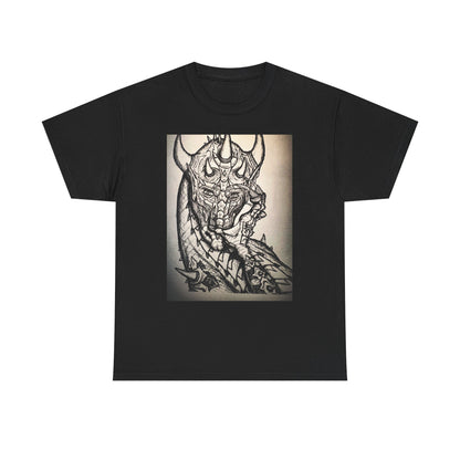 Dragon Art Unisex Heavy Cotton Tee, Graphic Tee, Unique Gift, Casual Wear, Fantasy Clothing, Art Inspired Shirt