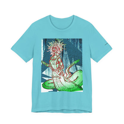 Mythic Serpent Goddess Tee — Neon Medusa Illustration T-Shirt