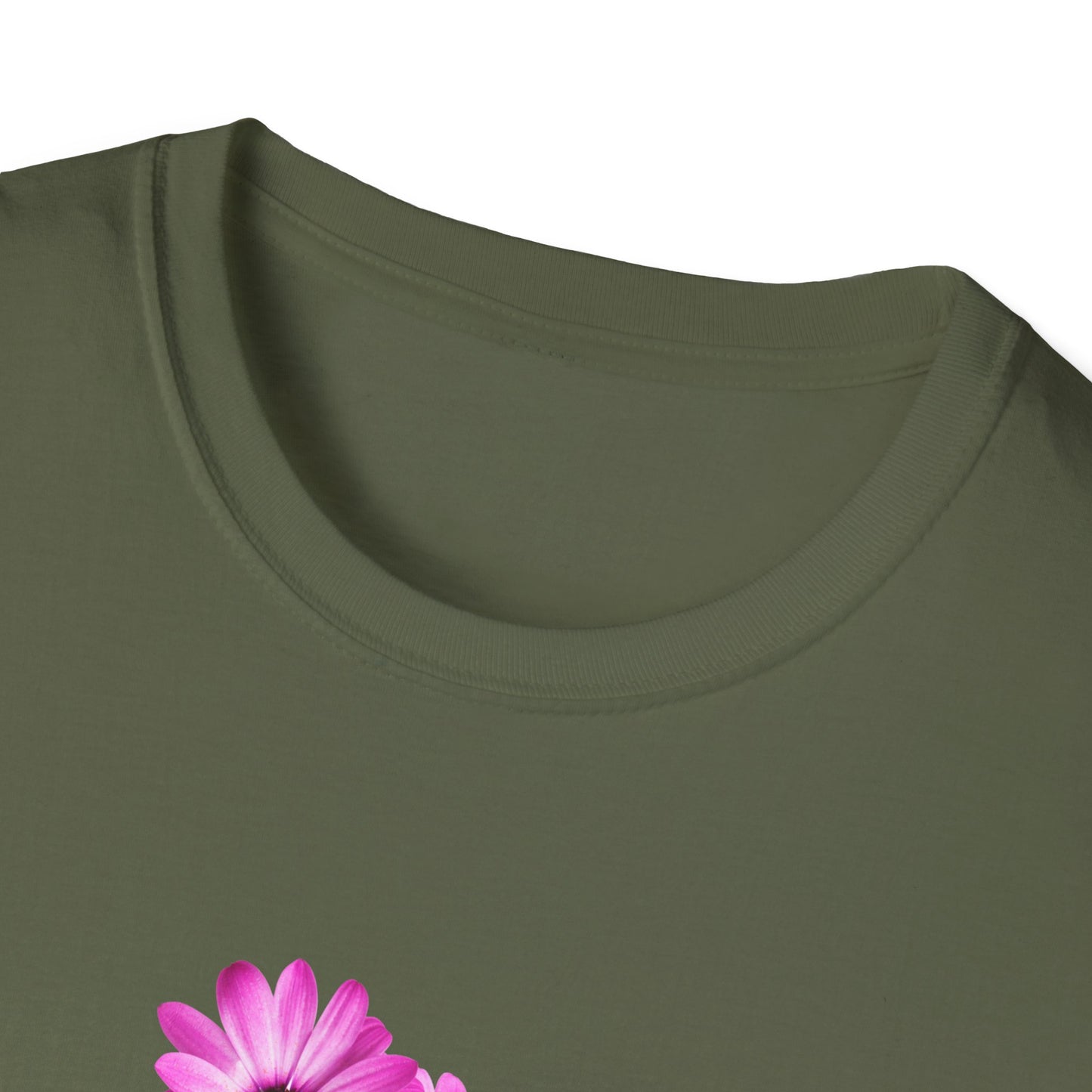 Floral Metal Futuristic Twist T‑Shirt — Pink Daisy Vine Graphic Tee