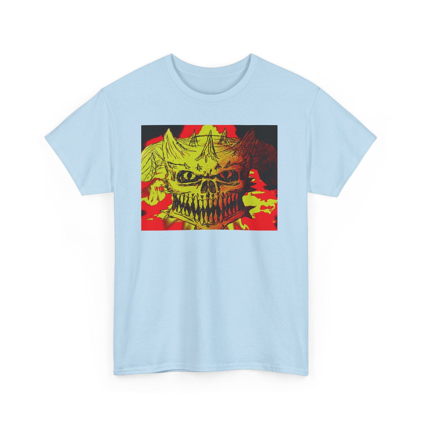Skull Flame Graphic Tee — Neon Horror Skull T-Shirt