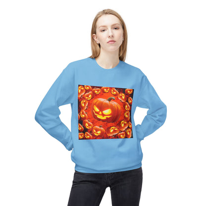 Halloween Pumpkin Planet Crewneck Sweatshirt, Cozy Unisex Fleece, Fall Fashion, Spooky Vibes, Seasonal Sweatshirt, Perfect for Autumn