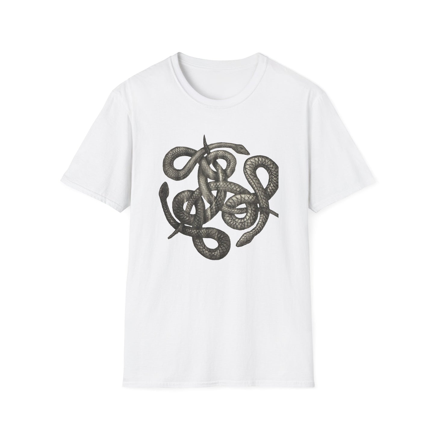 Serpent Design T-Shirt - Unisex Softstyle Apparel for Nature Lovers, Graphic Tee, Casual Wear, Gift for Her/Him, Birthday