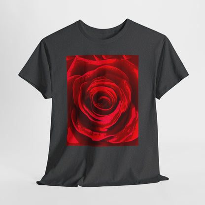 Romantic Rose Unisex Heavy Cotton Tee, Gift for Valentine's Day, Floral Shirt, Casual Wear, Love, Nature Lover Tee