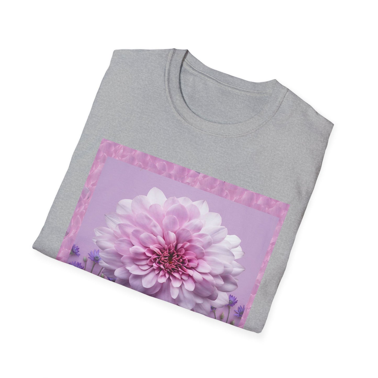 Pink Floral Art Unisex T-Shirt, Softstyle Tee, Summer Fashion, Gift for Her, Floral Shirt, Casual Wear
