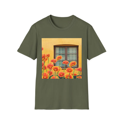 Vibrant Flower Catalina Window Tee - Unisex Softstyle T-Shirt, Floral Graphic Shirt, Spring Fashion, Gift Idea, Art Lover's Top, Summer Outfit