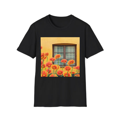 Vibrant Flower Catalina Window Tee - Unisex Softstyle T-Shirt, Floral Graphic Shirt, Spring Fashion, Gift Idea, Art Lover's Top, Summer Outfit