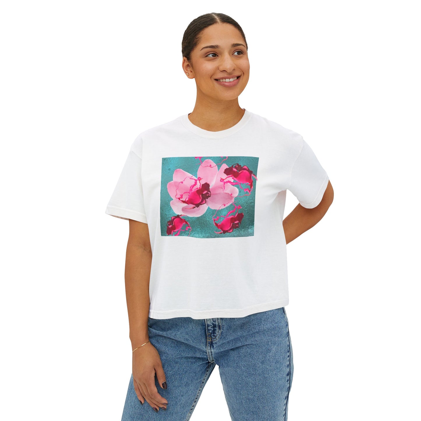 Women's Tee with Floating Roses Design