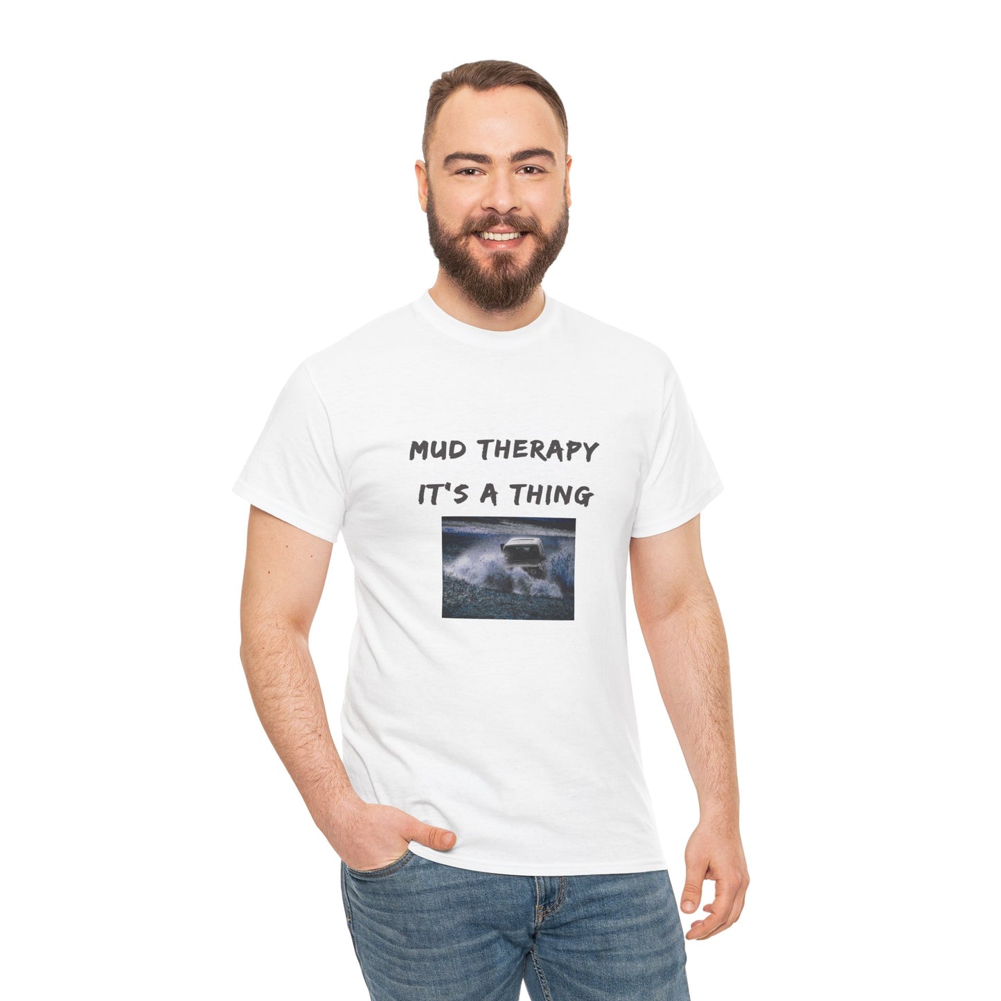 Mud Therapy 4 wheeling Unisex Heavy Cotton Tee - Perfect for Self-Care Days, Casual Outings, Gift for Friends, Summer Wear, Humor Apparel