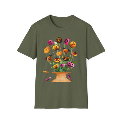 Halloween Pumpkin Bouquet T-Shirt, Cute Fall Tee, Unisex Graphic Shirt, Ideal for Halloween Parties, Seasonal Gift Idea