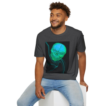 Glow-in-the-Dark floating vibe Skull T-Shirt, Creepy Halloween Tee, Unisex Softstyle Top, Spooky Gift for Teens, Unique Graphic Shirt