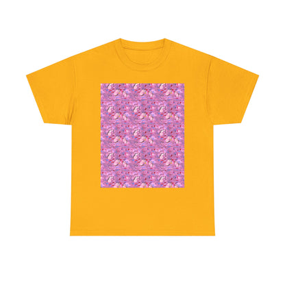 Colorful Repeating Floral Pattern Tee, Unisex T-Shirt, Spring Fashion, Gift for Her, Casual Wear, Eco-Friendly Apparel, Birthday Gift